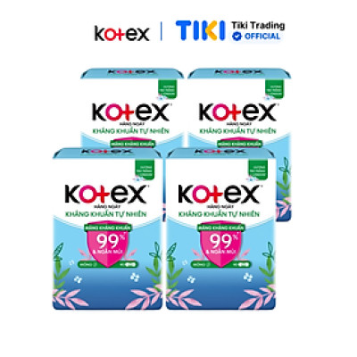 Combo 4 Băng Vệ Sinh Kotex Hằng Ngày Kháng Khuẩn Hương Tự Nhiên - Gói 40 miếng