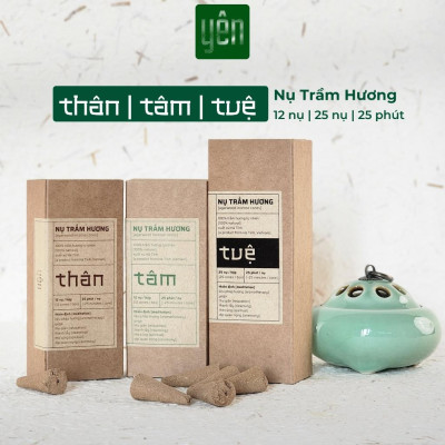 Nụ Trầm Hương Yên Loại Thân, Tâm, Tuệ Sạch Tự Nhiên Ít Khói An Toàn Dùng Thiền Thờ Cúng Thư Giãn