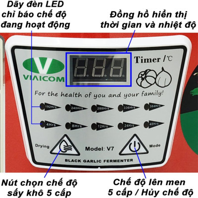 Máy làm tỏi đen VIAICOM V7 Đỏ - Công nghệ Nhật Bản - Hàng chính hãng