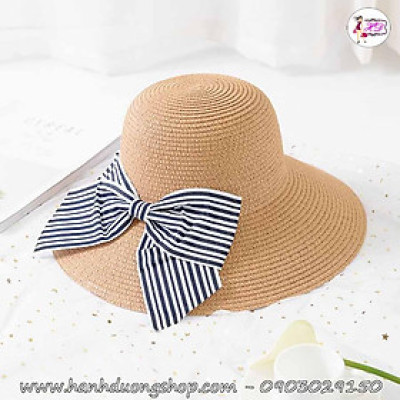 Nón nữ du lịch biển thắt nơ to thời trang, vành nón rộng chống nắng tốt, có dây quai nón chống bay nón - Hạnh Dương