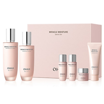 Bộ dưỡng ẩm căng mượt sáng da toàn diện OHUI Miracle Moisture Pink Barrier 2pcs set