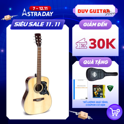 Đàn Guitar Acoustic DD200 NAT - Màu gỗ dáng D cho âm thanh vang tốt sử dụng lâu dài