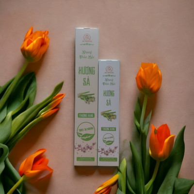 Hộp 100 nén hương Sả dài 38cm -Không sử dụng hóa chất, ít khói, mùi hương dịu nhẹ