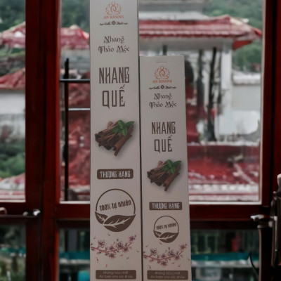 Hộp 100 nén nhang Quế, dài 38cm -không sử dụng hóa chất, ít khói, mùi hương dịu nhẹ