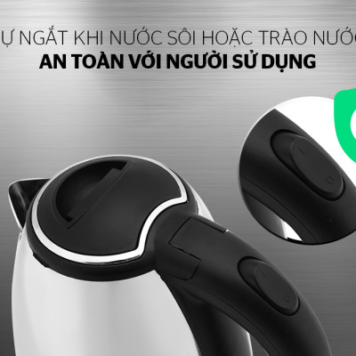 Ấm Siêu Tốc Inox Happy Time Sunhouse HTD1081 (1.8 lít)- Hàng chính hãng