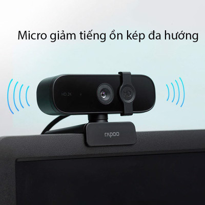 Rapoo C280 Webcam 2K HD với USB2.0 với nắp đậy camera có thể xoay mic - hàng Chính Hãng