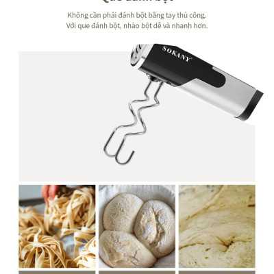 Máy Đánh Trứng Sokany SK-6621 Công Suất 800W, 5 Cấp Độ - Tặng 4 Que Đánh Trứng, Làm Bánh Inox 304 - HÀNG CHÍNH HÃNG - DELIYA