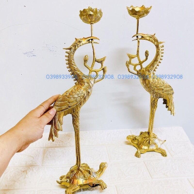 ĐÔI HẠC ĐỒNG CAO 42 CM NẶNG 3 KG CHẤT LIỆU BẰNG ĐỒNG 