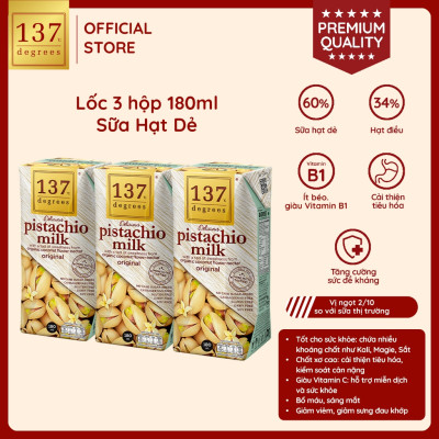 Lốc 3 hộp Sữa hạt Hạt dẻ Nguyên chất 137 DEGREES 180ml