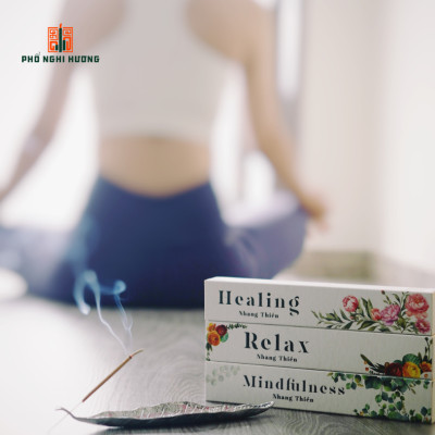 Nhang thiền Thư giãn Relax - Phổ Nghi Hương 20cm ngọt nhẹ, lành tính từ nguyên liệu thảo mộc tự nhiên phù hợp để thư giãn, thiền định và giúp bạn tập trung làm việc