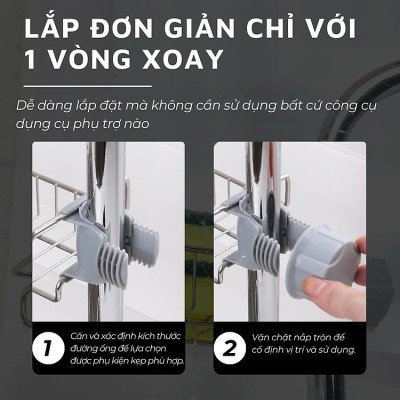 Kệ Để Đồ Rửa Chén Gắn Vòi Rửa Đa Năng Bằng Inox, Giá để giẻ rửa bát xoong nồi dụng cụ nhà bếp Không Gỉ Tiện Lợi Kitchen - Hàng Chính Hãng