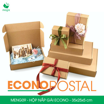 MENG09 - 35x25x5 cm - 20 Hộp carton nắp gài đóng hàng giá rẻ, hộp gói hàng, hộp quà thời trang
