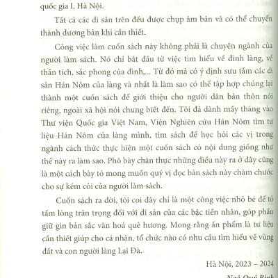 Làng Lại Đà Qua Di Sản Văn Hóa Hán Nôm (Bản in màu) - Ngô Quý Bình (Sưu tầm, giới thiệu và chú giải)