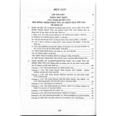  Các Nghị quyết của Hội đồng Thẩm phán Tòa án nhân dân tối cao về hình sự và tố tụng hình sự từ năm 1986 đến năm 2024