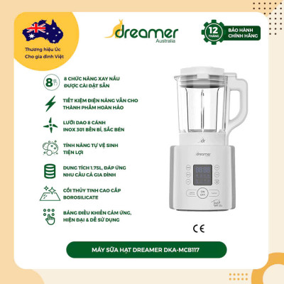Máy làm sữa hạt & xay nấu đa năng DREAMER DKA-MCB117, dung tích 1.75L, 8 chức năng, xay siêu mịn,BH 12T,Thái Lan, Hàng chính hãng