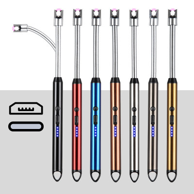 Bật Lửa Điện Tử Sạc USB Dùng Cho Tiệc Nướng BBQ - 23x1.5cm 42g - Màu Đen