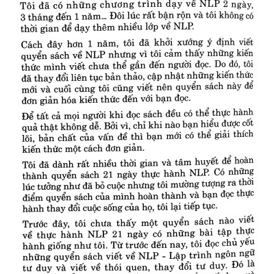 21 Ngày Thực Hành NLP - Thay Đổi Thói Quen, Xây Dựng Nền Tảng Để Thành Công(Tái Bản 2020)