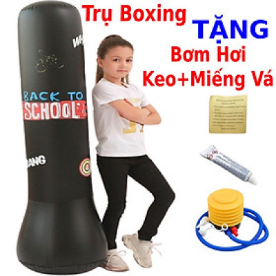 Trụ đấm bốc boxing bơm hơi dành cho bé và người lớn tặng kèm bơm hơi + keo + miếng vá đa năng dành cho trụ hơi ghế hơi nệm hơi giường hơi phao bơi