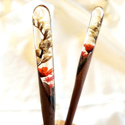 TRÂM CÀI TÓC GỖ-RESIN-ỐNG-SNOWY CAM & SAO 