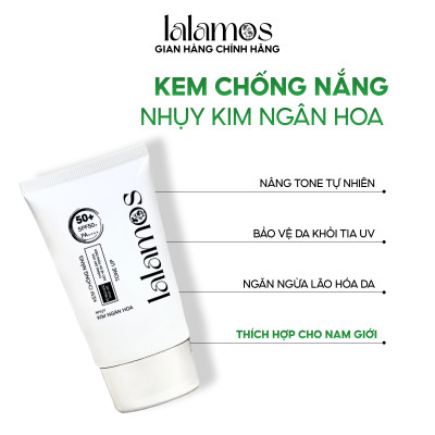 Combo bảo vệ da trắng sáng Lalamos Nước tẩy trang 280ml + Kem chống nắng nhụy Kim Ngân Hoa tone up unisex 50ml