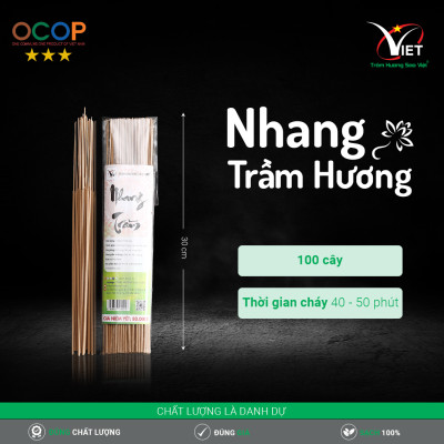 Nhang Trầm Hương Sao Việt - Thẻ 3 Tấc - 100 Cây - Cháy Lâu, Ít Khói Mùi Thơm Trang Nhã