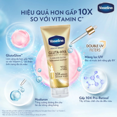 Sữa Dưỡng Thể Sáng Da Căng Mịn Vaseline Gluta-Hya 300ml - Bảo Vệ Da Sáng Mịn