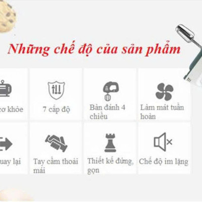 Máy Đánh Trứng Cầm Tay 7 Tốc Độ Công Suất Lớn Tặng Kèm 4 Que Đánh Cao Cấp Thép Không Gỉ - Hàng Chính Hãng - Hàng Nhập Khẩu