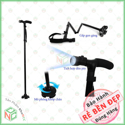 (Tiện Lợi) Gậy Đèn PIN Gấp Gọn KhoNCC Hàng Chính Hãng - Dành Cho Người Già Gấp Chống Trơn Trượt - Hỗ Trợ Người Chân Yếu - Bị Đau - Béo Phì - KPD-1636-GGGNG