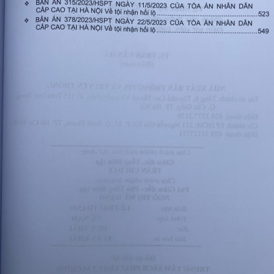 Tuyển Tập Các Bản Án Của Toà Án Nhân Dân Cấp Cao về Hình Sự Và Tố Tụng Hình Sự