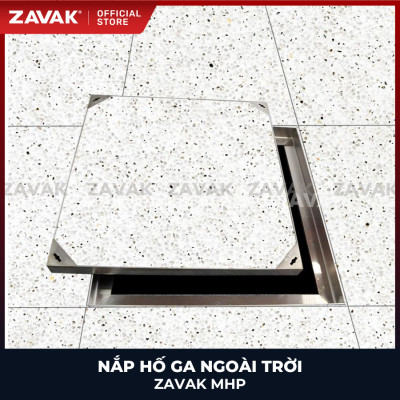 Nắp hố ga ngoài trời inox ZAVAK MHP*-AA60 / KT 60x60cm, lát gạch tối đa 4cm/ tải 800kg