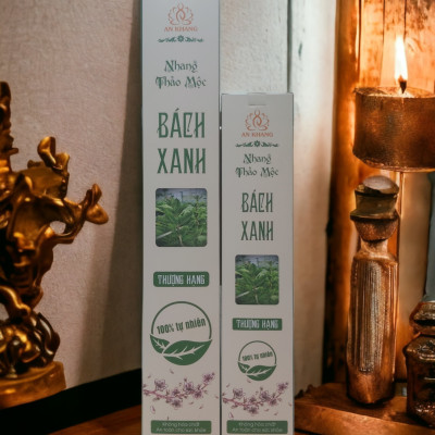 Hộp 100 nén nhang thảo mộc Bách Xanh dài 38cm - không sử dụng hóa chất, ít khói, mùi hương dịu nhẹ