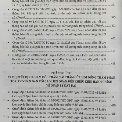 Kỹ năng giải quyết vụ án hành chính trong lĩnh vực Quản lý đất đai và thực tiễn xét xử của Tòa án nhân dân (Tái bản lần thứ nhất, có sửa đổi, bổ sung theo luật đất đai 2024) 