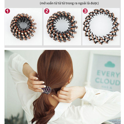 Kẹp búi tóc tròn đính đá cực đẹp Kiểu Hàn Quốc sang trọng lấp lánh