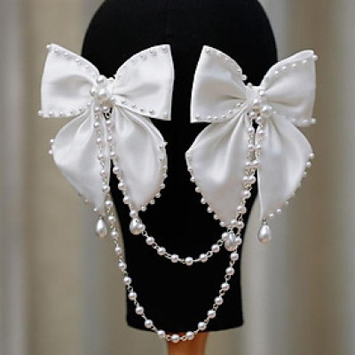 Bộ cài tóc cô dâu đôi nơ dây hạt trai Giangpkc 6-2022SP2221281