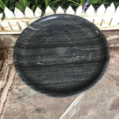 Dĩa trái cây đĩa thờ cúng đá cẩm thạch vân đen