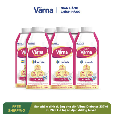 Thùng sản phẩm dinh dưỡng pha sẵn Värna Diabetes 237ml (12 Hộp giấy) - GI 26,9 Hỗ trợ ổn định đường huyết