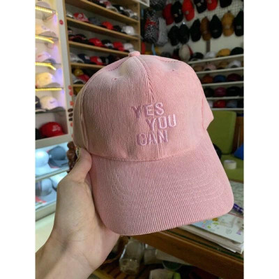  Nón kết lưỡi trai Nhung thêu YES YOU CAN nhiều màu pastel cực xinh