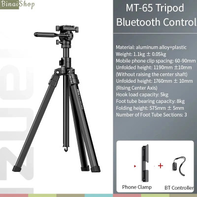 Ulanzi MT-65 - Chân Đế Di Động Điều Khiển Từ Xa Bluetooth Dành Cho Máy Ảnh, Điện Thoại, Tải Trọng 8 Kg - Hàng chính hãng