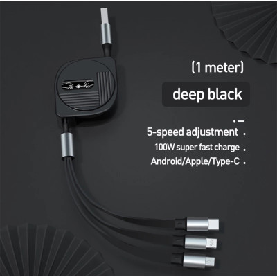 Dây Cáp Sạc nhanh 6A 100W 3 Trong 1 Rút Được gọn tiện lợi Cho Huawei Honor Xiaomi Samsung - miếng lót chuột