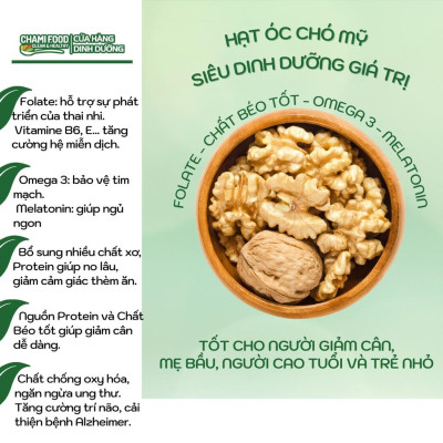 Hạt óc chó vàng ChamiFood Tách vỏ 500G NHẬP KHẨU MỸ CHÍNH NGẠCH LOẠI 1 giúp Giảm cân Đẹp dáng, bổ sung FOLATE cho Mẹ Bầu