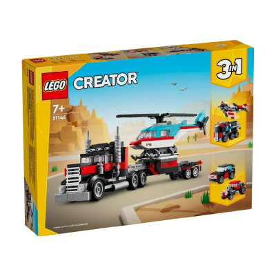 Đồ Chơi Lắp Ráp Xe Tải Vận Chuyển Trực Thăng 3 In 1 - Flatbed Truck With Helicopter - Lego Creator 31146 (270 Mảnh Ghép)