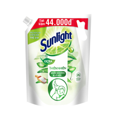 Túi Nước rửa chén Sunlight Bio-care Thiên Nhiên 100% Gốc thực vật - Muối Khoáng Lô Hội 3.3KG