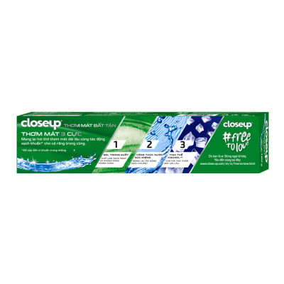 Combo 3 Kem đánh răng Closeup thơm mát bất tận bạc hà the mát 230g