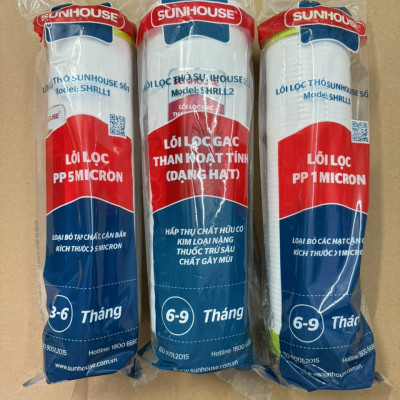 BỘ LÕI LỌC THÔ 123 DÀNH CHO MÁY SUNHOUSE VÀ CÁC MÁY KHÁC DÙNG CỐC 10inch