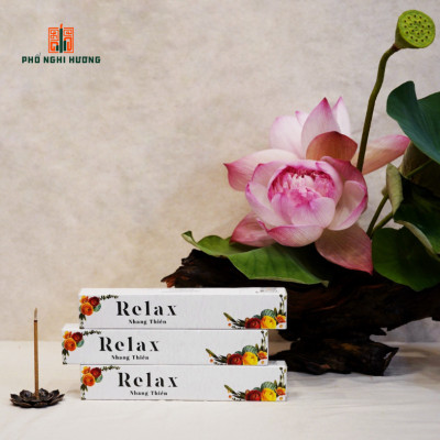 Nhang thiền Thư giãn Relax - Phổ Nghi Hương 20cm ngọt nhẹ, lành tính từ nguyên liệu thảo mộc tự nhiên phù hợp để thư giãn, thiền định và giúp bạn tập trung làm việc
