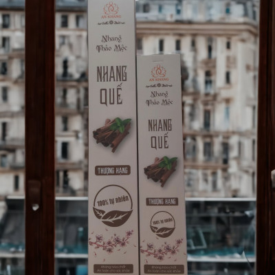 Hộp 100 nén nhang Quế, dài 38cm -không sử dụng hóa chất, ít khói, mùi hương dịu nhẹ