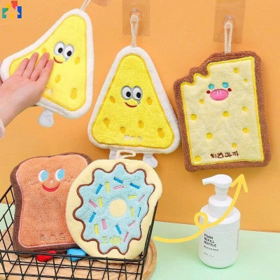 Set 4 Khăn Lau Tay Thấm Hút Tốt Hoạ Tiết Bánh Mỳ Phô Mai Cute- Chiếc Khăn Lau Tay Mềm Mịn Thấm Hút