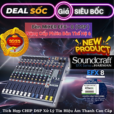 Bàn Mixer Soundcraft EFX8 – Mixer số chuyên sử dụng cho âm thanh chuyên nghiệp, sân khấu, hội trường, sự kiện, phòng hát cao cấp – 10 kênh (8 mono, 2 stereo) - 32 chế độ effect – Hàng chính hãng