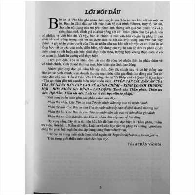 Sách Tuyển Tập Các Bản Án Của Tòa Án Nhân Cấp Cao Về Hành Chính - Kinh Doanh Thương Mại - Hôn Nhân Gia Đình - Lao Động (Dành cho Thẩm phán, Thẩm tra viên, Hội thẩm, Kiểm sát viên, Luật sư và các học viên tư pháp ) - TS. Trần Văn Hà (V2446A)