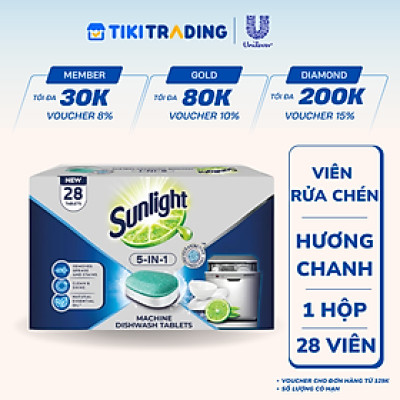 Hộp Viên Rửa Chén Bát SUNLIGHT 5in1 Cho Máy Rửa Chén Bát (28V/hộp)